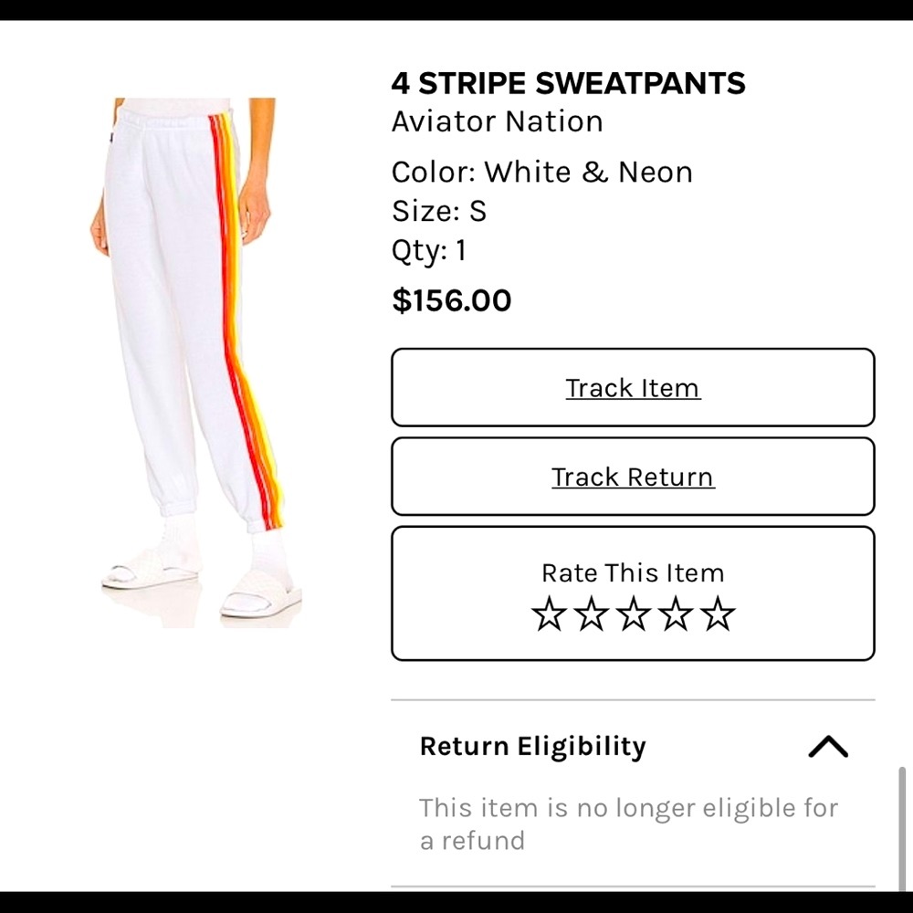 Aviator Aviation joggers WHITE with 4 neon stripes worn once